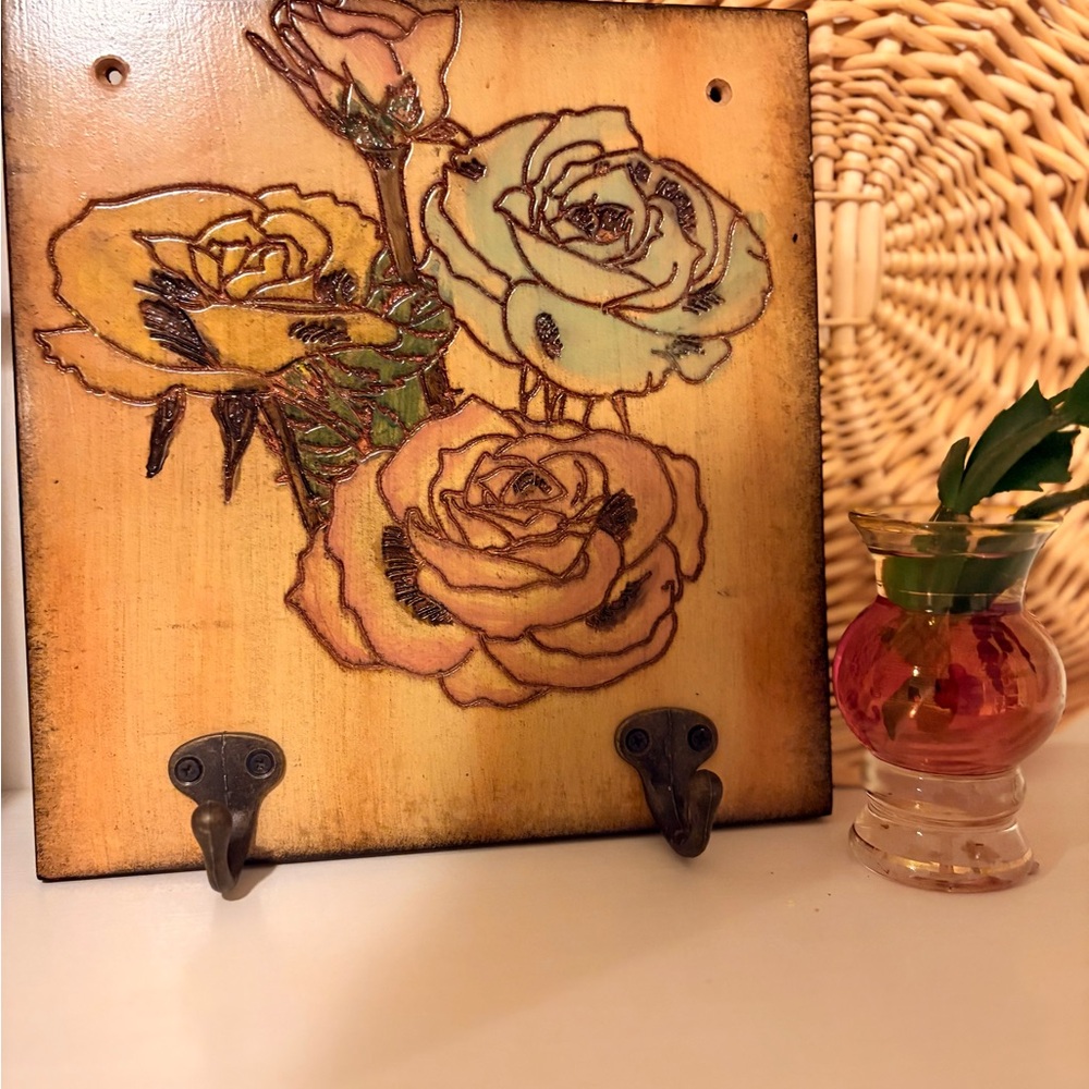 Floral Wooden Wall Hook Decor